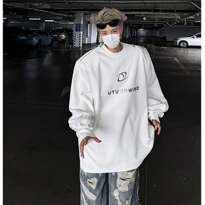 金属拉链设计感垫肩卫衣男秋冬高级感立体字母上衣B289-WY022-P85图片