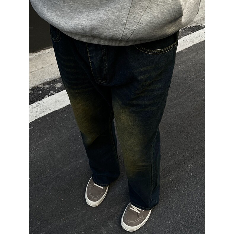 B221美式ins高街暗黑光版修身微喇牛仔裤LK23137-P55控78,男装牛仔裤,电商B221