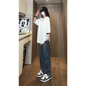 xZ116-T188-p20-控39M-5XL抖音拼接OVERSIZE 短袖二开恤夏季大码图片