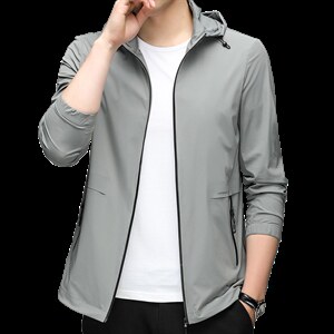 夏季2023新款高端锦氨面料防晒服精品夹克连帽中年时尚潮流男装图片