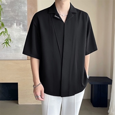 轻熟风~2025夏季新款刺绣《无侵权》冰丝垂感中袖衬衫C318/P58，男装衬衫，电商B331
