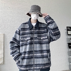 现货港风毛呢夹克男宽松格子呢子大衣外套DSA157B-J237-特P90，男装夹克，电商A157B