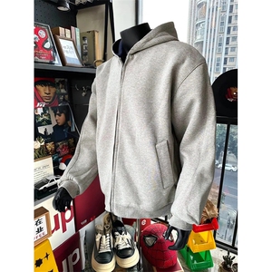 抖音得物高品质二开 26春装美式重磅宽松结构双面连帽卫衣外套W68图片