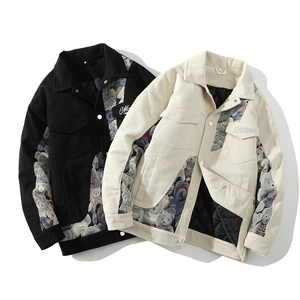 小熊潮工装拼色提花男夹克刺绣棉衣外套，男装夹克，电商A011（原4039）