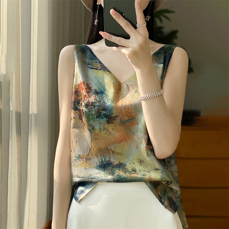 显瘦V领外穿吊带背心女夏内搭打底短款上衣，女装背心吊带，绒宛羊绒