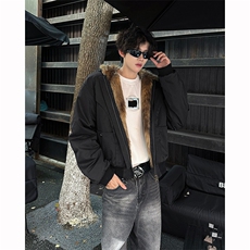 8XL-M复古双面加厚毛绒皮草短款工装派克服外套MY1707P158控188，男装棉衣，电商D206-1