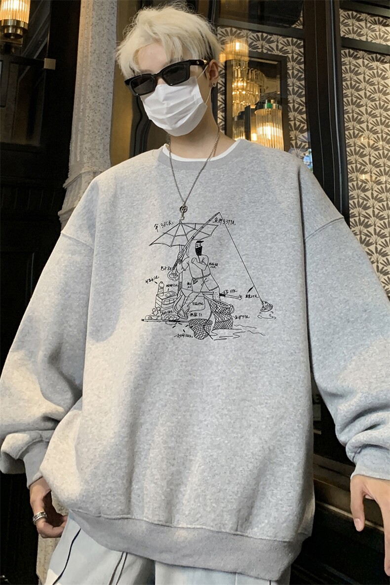 ！圆领卫衣男装港风长袖t恤男外套男WY533-特P23,男装T恤,电商B371