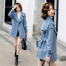 2020冬季新款简约时尚优雅气质系带翻领毛呢外套，女装毛呢外套，浙宝281