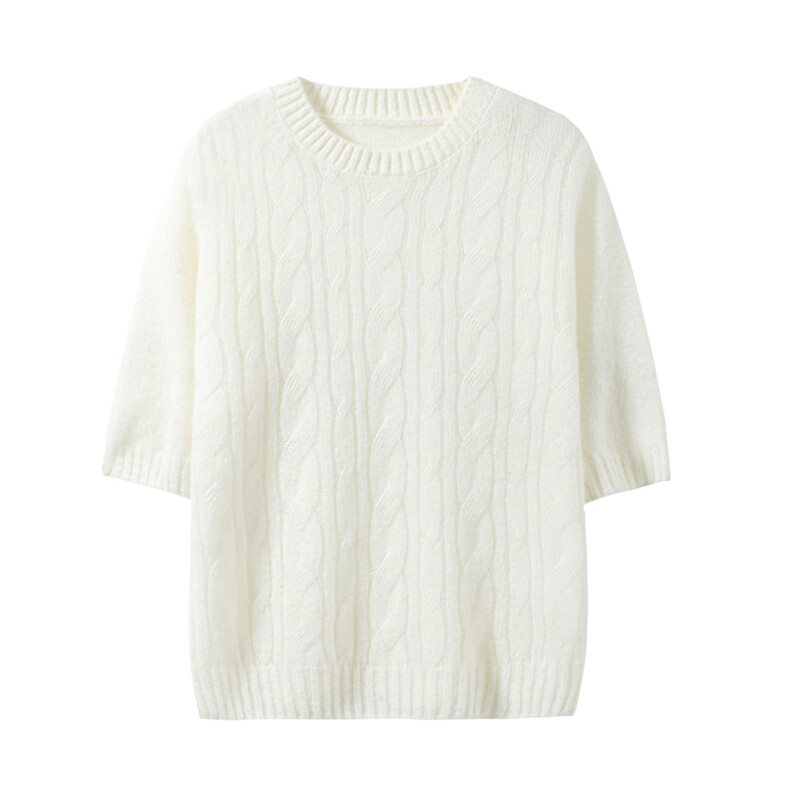 短袖t恤女夏季新款时尚别致扎染半袖体恤修身上衣，女装T恤，温达纯山羊绒