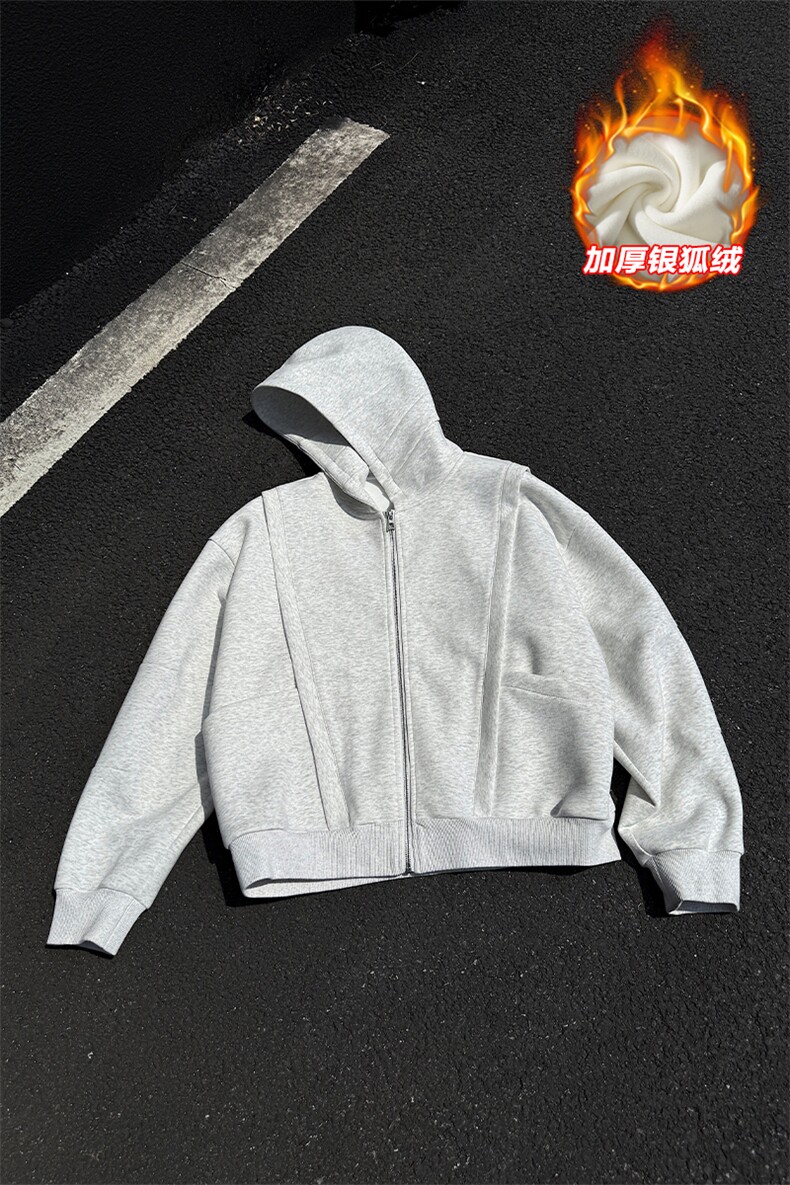 加厚解构480g重磅痞帅高街连帽卫衣外套男W5408J加绒-特P80控148,男装卫衣,电商A001-1