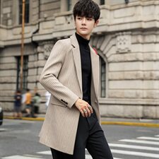 秋冬款青年毛呢翻领大衣男中长款风衣男西服上衣男TM7603-P155，男装毛呢大衣，星座1206（原A206）