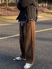 重磅宽松纯棉弯刀阔腿裤1302-7607-P65控108，男装休闲裤，星座1302