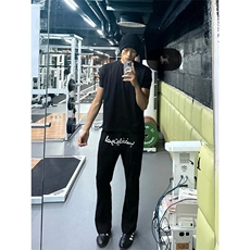 美式高街潮牌男女运动休闲裤直筒宽松慵懒显瘦印花休闲卫裤子，男装休闲裤，电商A486