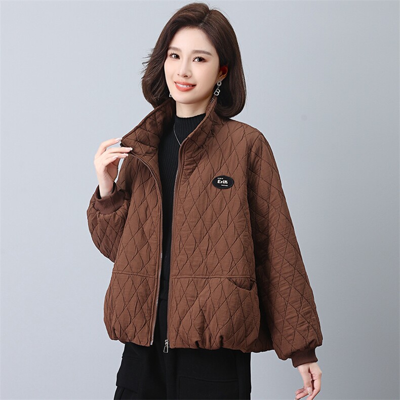 外套女秋冬夹棉2025新款短款时尚洋气中老年妈妈小香风轻薄小棉袄，女装短外套，涵誉