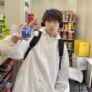 港风冰丝防晒衣男薄款连帽夹克男户外潮牌防晒服男FS7778P45控68图片