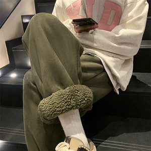 麂皮绒羊羔毛束脚长裤楼梯景M~5XL XZ604-KP87-P65控78图片