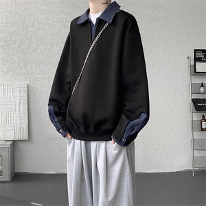 8XL-M 美式拼接新款翻领高级感衬衫领运动上衣长袖卫衣男WY26P68图片