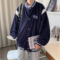 字母刺绣华夫格棒球服外套男春秋款宽松男生休闲运动夹克JK668，男装夹克，星座1116A-1（原606A）