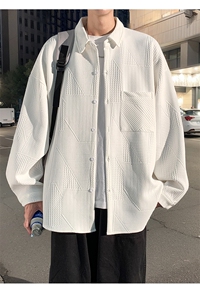 衬衫男秋季新款港风宽松提花长袖大码衬衣CS023-P45图片