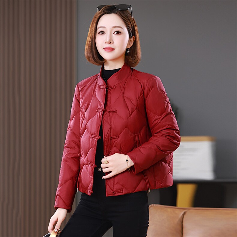 2025冬装新中式盘扣短款立领棉衣外套，女装棉衣/棉服，雪樱依海