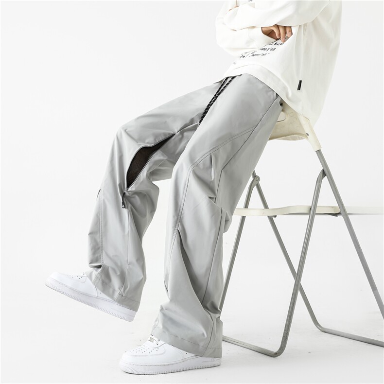 透气网眼速干长裤男款春秋季美式高街侧链设计感宽松直筒休闲裤子，男装工装外套，星座815A