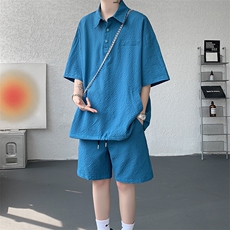 8XL-M日系工装短袖衬衫男夏季POLO衫t恤休闲运动套装TZ38004特P55，男装Polo衫，电商B312