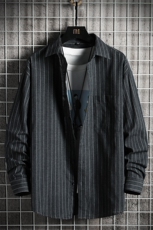 衬衫男2021新款长袖休闲宽松条纹男士衬衣外套DF07T，男装衬衫，电商A102