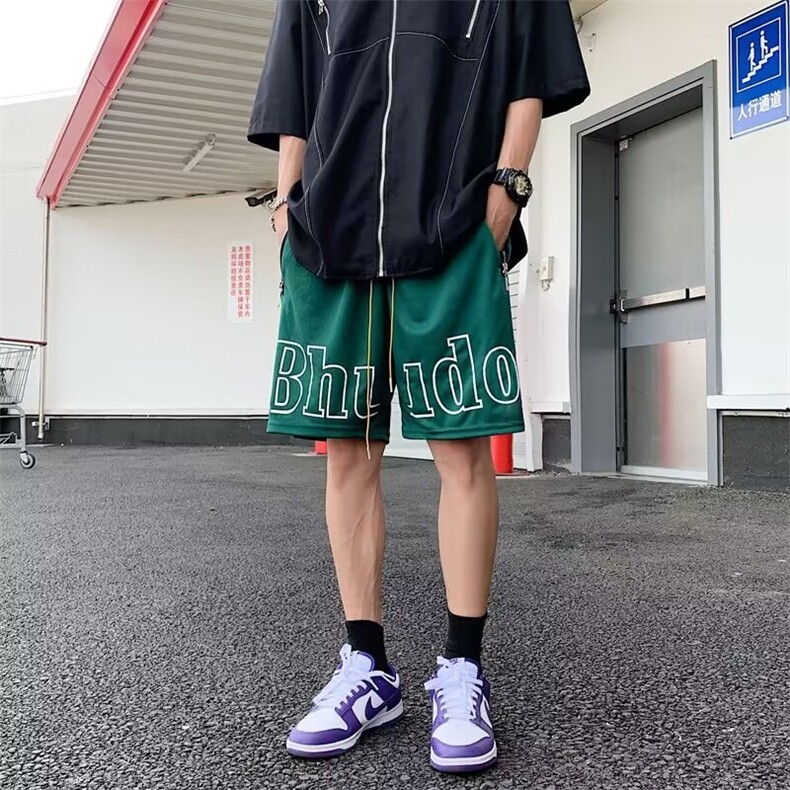 夏季新款港风男沙滩裤印花字母潮牌运动宽松大码休闲五分裤,男装休闲裤,星座410-6（原星座1304-1）