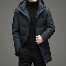 2023冬季新款中长款羽绒服爸爸装加厚连帽纯色外套DFLDY1013-P315，男装羽绒服，电商B212（原钱塘6029）
