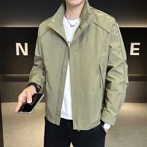 休闲夹克男2025店主风纯色立领外套夹克男装上衣B317/JK802/P105图片