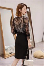 【现货】【】秋季韩版时尚气质显瘦百搭打底蕾丝衫，女装蕾丝衫/雪纺衫，名门秀