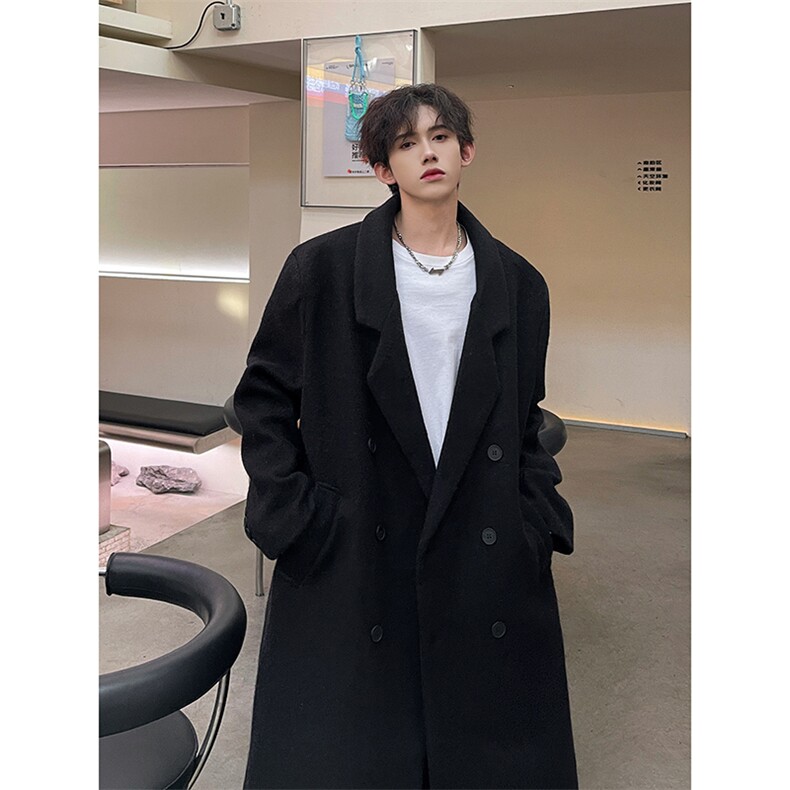 翻领男装呢子风衣中长款宽松型冬季加棉保暖外套潮A071-F10-P145，男装风衣，电商A071