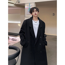 翻领男装呢子风衣中长款宽松型冬季加棉保暖外套潮A071-F10-P145，男装风衣，电商A071