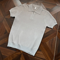 老钱风新款针织polo衫男修身短袖包芯纱休闲工装t恤潮LT1166-P46，男装T恤，星座1008