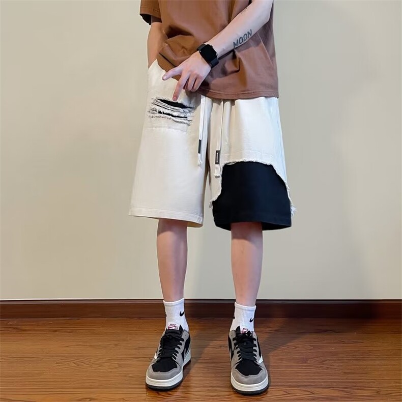 工装短裤男士夏季潮牌宽松日系大码休闲男款美式复古五分裤子男生,男装休闲裤,四季星座218-1