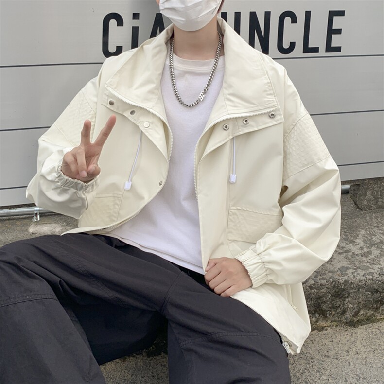 秋天外套男士2023新款潮牌高端痞帅休闲立领夹克上衣JK096-P65图片
