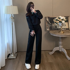 女秋季新款设计感时尚气质阔腿裤两件套，女装套装/套裙，江南
