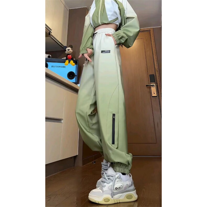 休闲渐变冲锋裤拉链潮流百搭休闲裤束脚直筒宽松炸街PLZFS5858,男装休闲裤,电商A028