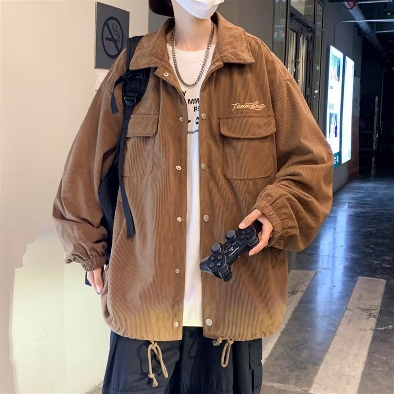 新款灯芯绒外套男春秋美式复古夹克日系休闲工装上衣服W5020-P55,男装夹克,星座1008