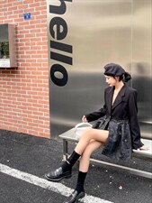 时尚绣花美人头拼接西装，女装西装，Balance Studio