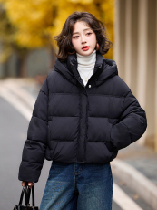 冬装新款时尚韩风加厚短款连帽羽绒服新标90白鸭绒，女装羽绒服，姿衣坊