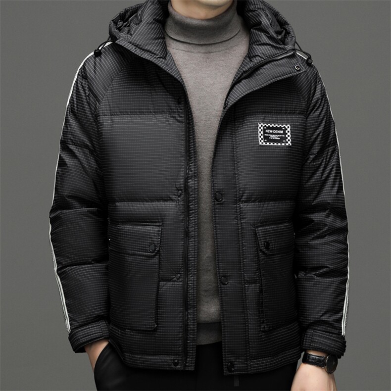 2023新款男士连帽羽绒服冬季保暖加厚外套中年商务休闲爸爸装上衣,男装羽绒服,电商B212（原钱塘6029）