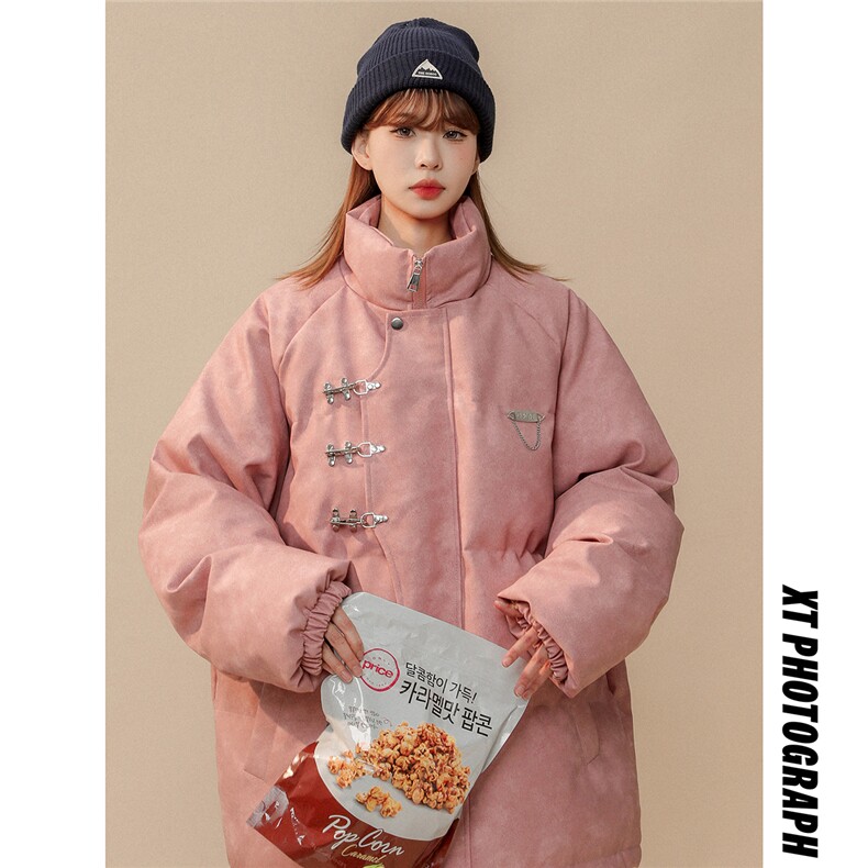 1立领PU皮复古做旧面料金属飞机扣大码M-5XL棉衣MY77726P148控198，男装棉衣，星座226-2