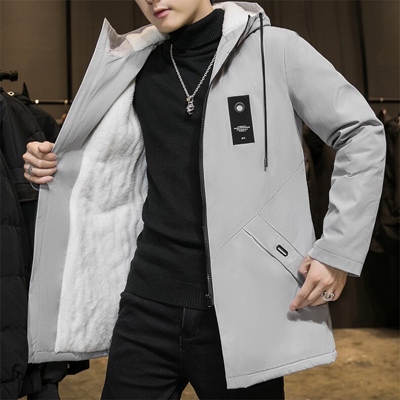 加绒加厚中长款休闲风衣流行连帽夹克男外套潮流-8929加绒款-P38，男装风衣，星座1105