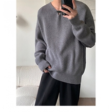 慵懒纯色V领针织衫男韩版禁欲系小众套头上衣潮T908-P78，男装针织衫/毛衣，星座1501
