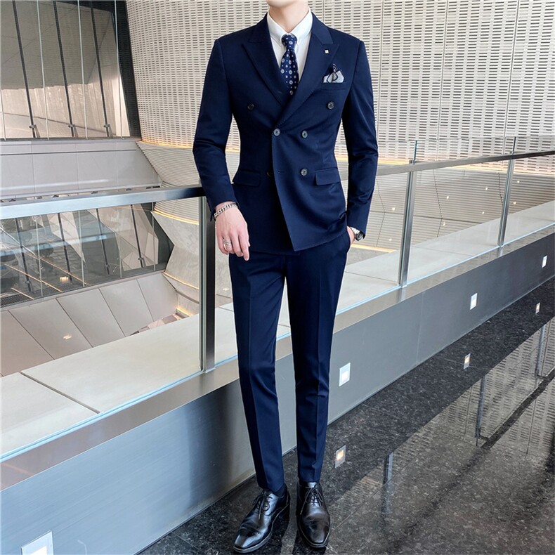 韩东大门西装两件套韩版新郎结婚英伦职业装修身休闲小西服纯色,男装西服套装,星座505-2（原电商A260-1)
