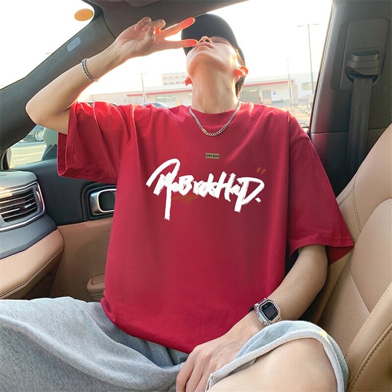 T797短袖t恤男夏季新款高街休闲纯棉体恤oversize大码宽松上衣服,男装T恤,星座304A-1