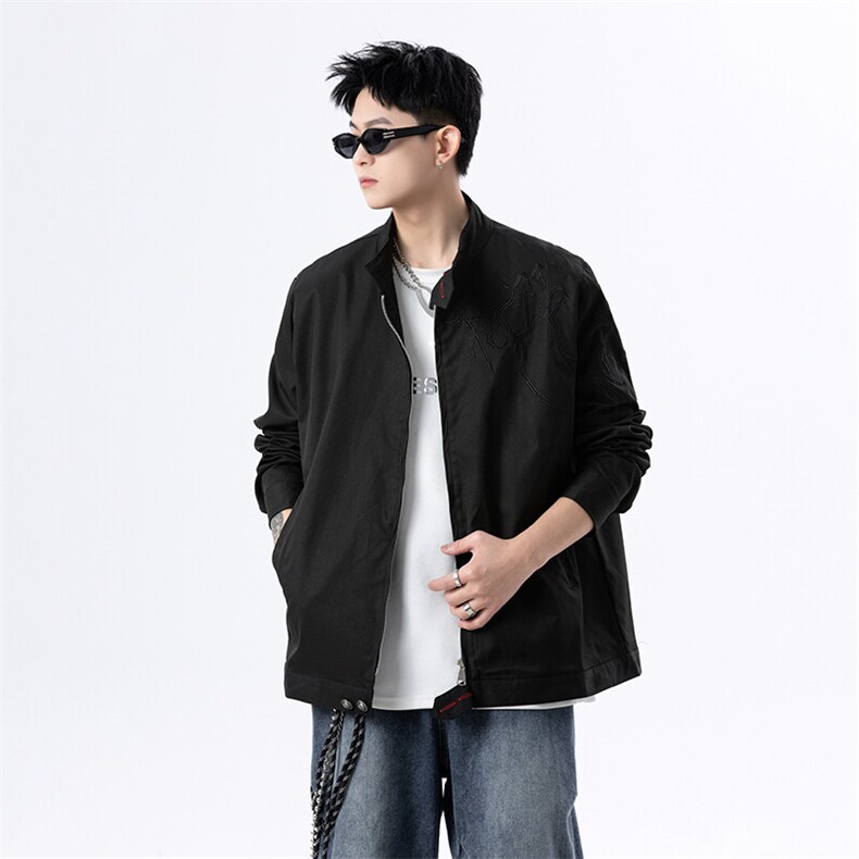 春季新款港风美式提花刺绣痞帅立领夹克男XZ213-JK1000-P88控118,男装夹克,星座213