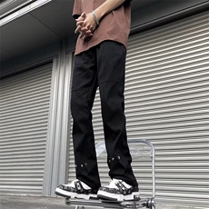美式vintage高街微喇叭牛仔裤男潮牌复古直筒设计感vibe裤子，男装牛仔裤，星座601-2