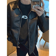 网图有货PU皮机车外套男美式翻领休闲宽松夹克上衣男A914-P70，男装夹克，星座1505